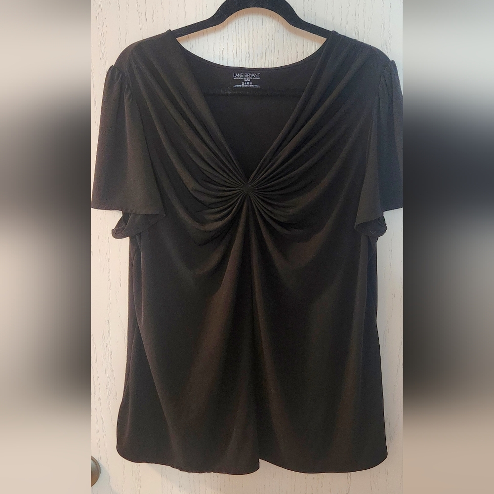 Lane Bryant Black Draped Blouse